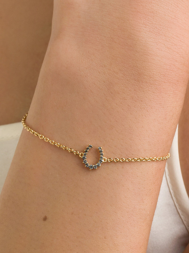 Journey Graduating 9ct-Karat Gold & Black Diamond Horseshoe